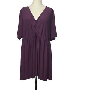 Torrid V Neck Short Sleeves Purple Tunic 3X